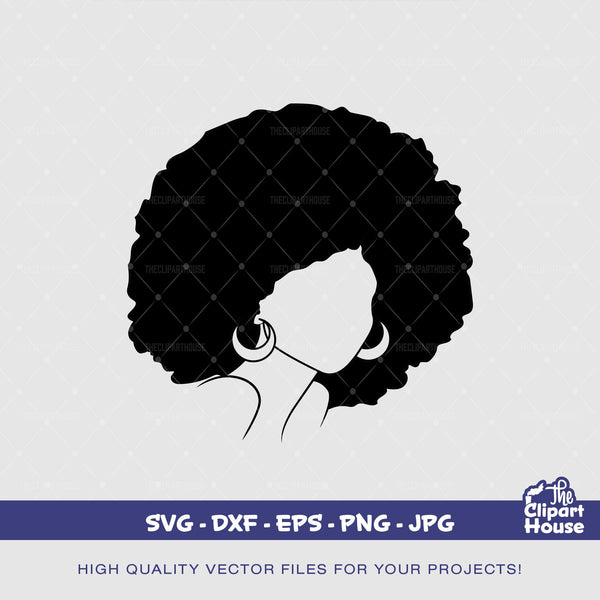 No Face Afro Woman 2 Outline, smirk svg, african american svg, black woman svg, black queen svg, black girl magic svg