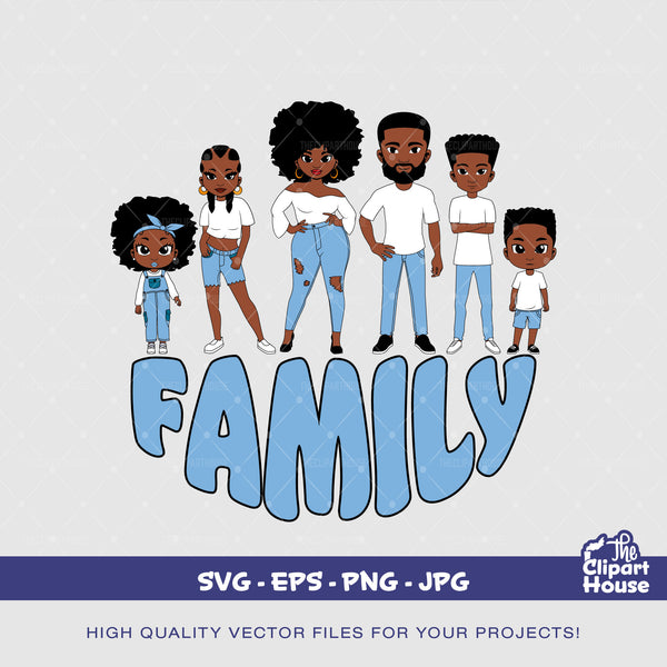 Family Group, african american svg, black kid svg, family svg, black girl magic svg