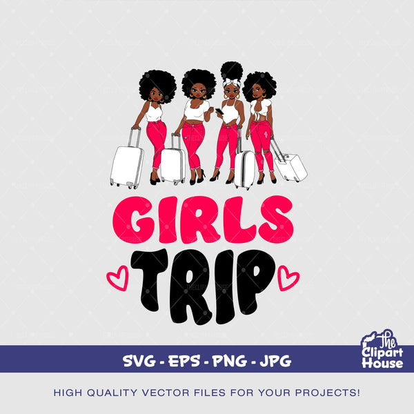 Girls Trip Pink, friendship goals, friendship svg, travel svg, group activity, travel svg, traveler, girls trip svg