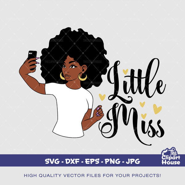 Afro Woman Little Miss Selfie, smirk svg, african american svg, black woman svg, black queen svg, black girl magic svg, selfie svg - The Clipart House