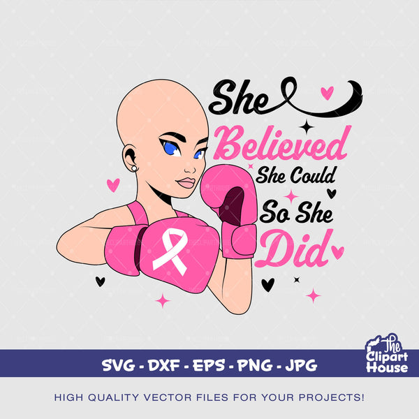 She Believed She Could So She Did Awareness Woman 4, cancer research svg, cancer ribbon svg, cancer awareness svg, woman svg