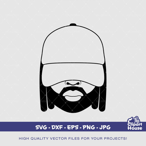 Black Man Locs Cap Outline, african american svg, black man svg, bearded man svg, black excellence svg, melanin svg, black king svg