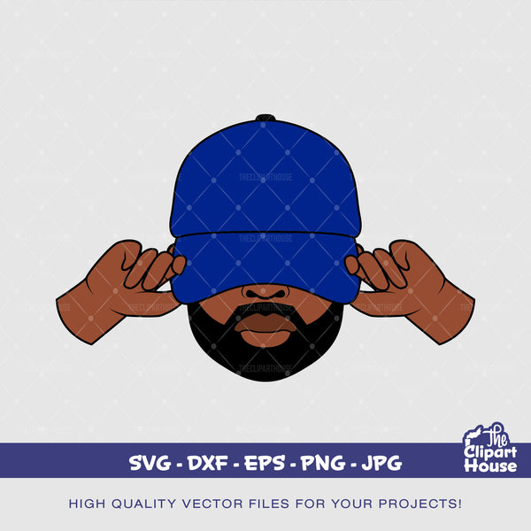 Black Man Holding Cap, african american svg, black man svg, bearded man svg, black excellence svg, melanin svg, black king svg