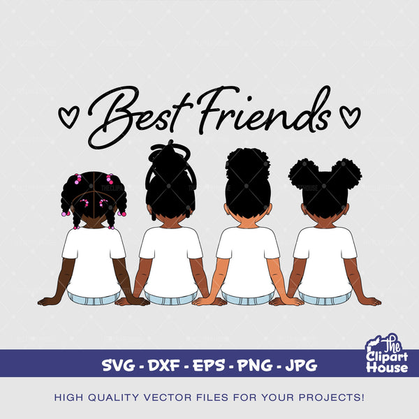 Best Friends Young Girls, african american svg, black girls, friendship goals, best friends, young girls