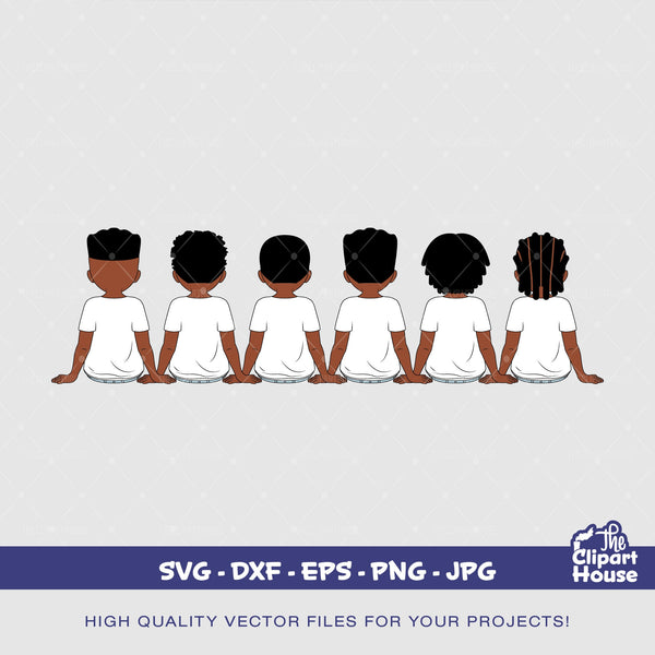 Friendship Young Boys 6, african american svg, black boy svg, afro boy svg, group of friends svg, brotherhood svg