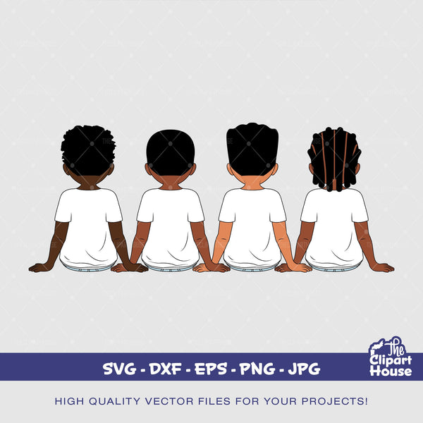 Friendship Young Boys, african american svg, black boy svg, afro boy svg, group of friends svg, brotherhood svg