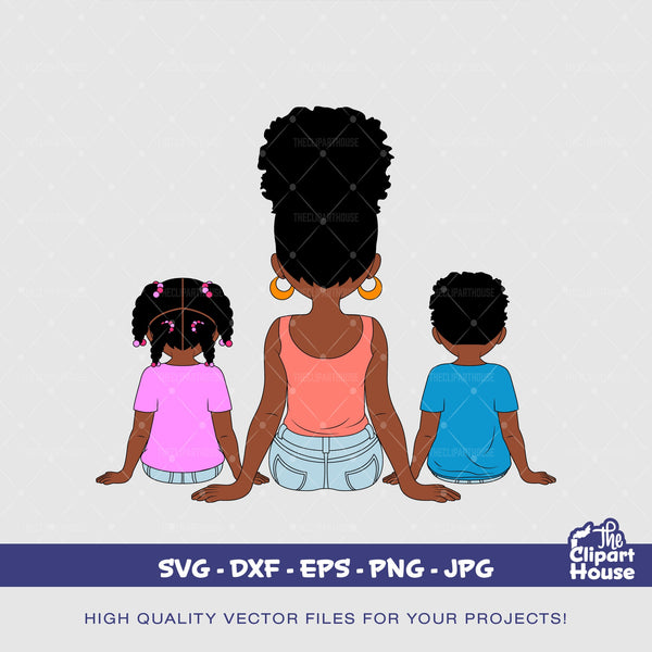 Mother and Kids 8, african svg,black woman, mother goals, parent svg, kids svg, family svg, children svg