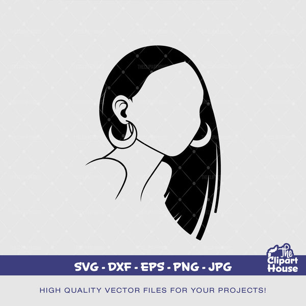 No Face Long Hair Woman Outline, smirk svg, african american svg, black woman svg, black queen svg, black girl magic svg - The Clipart House