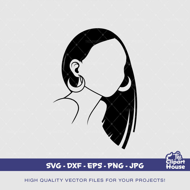 No Face Long Hair Woman Outline, smirk svg, african american svg, black woman svg, black queen svg, black girl magic svg - The Clipart House