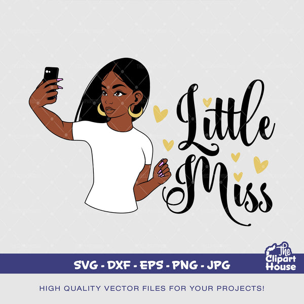 Long Hair Woman Little Miss Selfie, smirk svg, african american svg, black woman svg, black queen svg, black girl magic svg, selfie svg