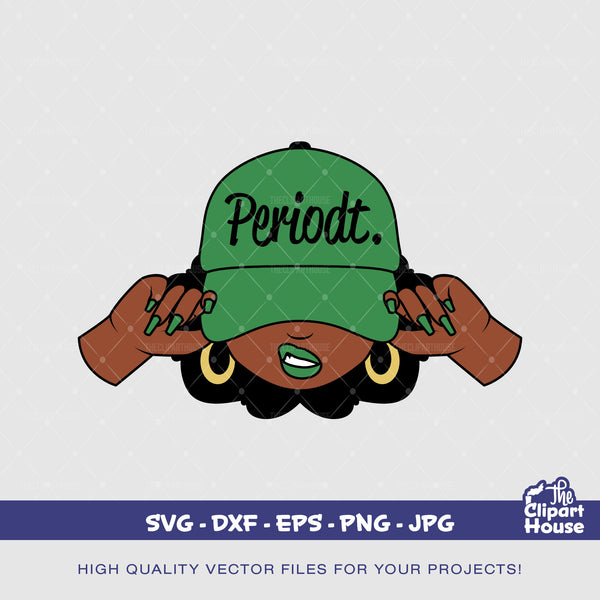 Periodt Woman Smirk Cap, smirk svg, african american svg, black woman svg, afro girl svg, black girl magic svg