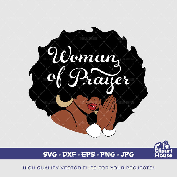 Afro Woman of Prayer 2, african american svg, black woman svg, afro, faith svg, religion svg, hope svg, praying hands