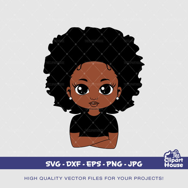 Arms Crossed Afro Girl, african american svg, black woman svg, afro girl svg, black girl magic svg, black queen svg,