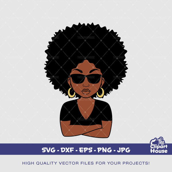 Arms Crossed Sunglasses Black Woman, african american svg, black woman svg, black girl svg, melanin svg, afro girl svg - The Clipart House