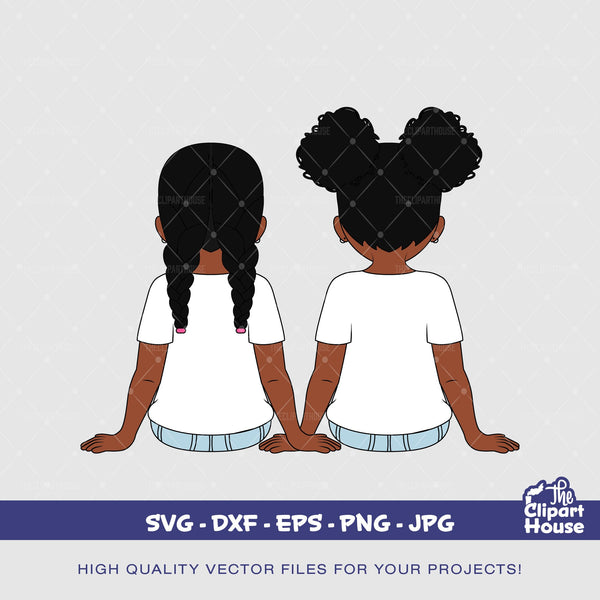 Friendship Young Girls 7, african american svg, black boy svg, afro boy svg, family svg, siblings svg, black girl