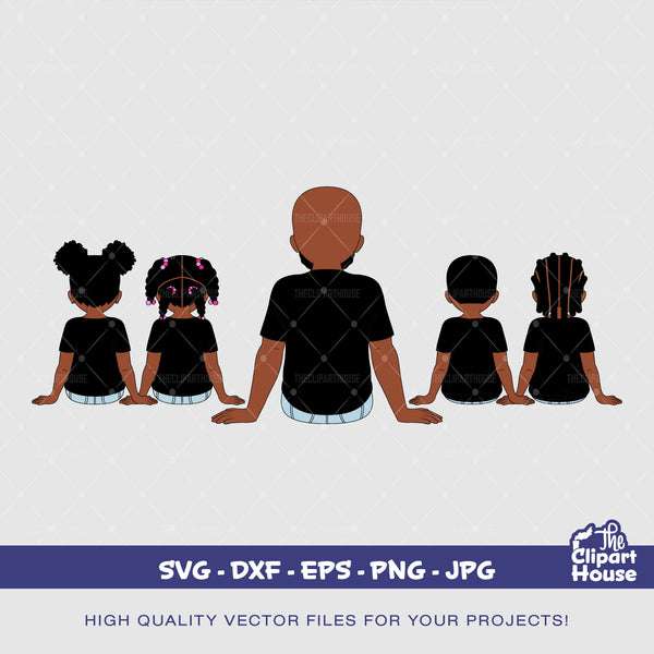 Father And Kids, african svg, black woman, mother goals, parents svg, father svg, family svg