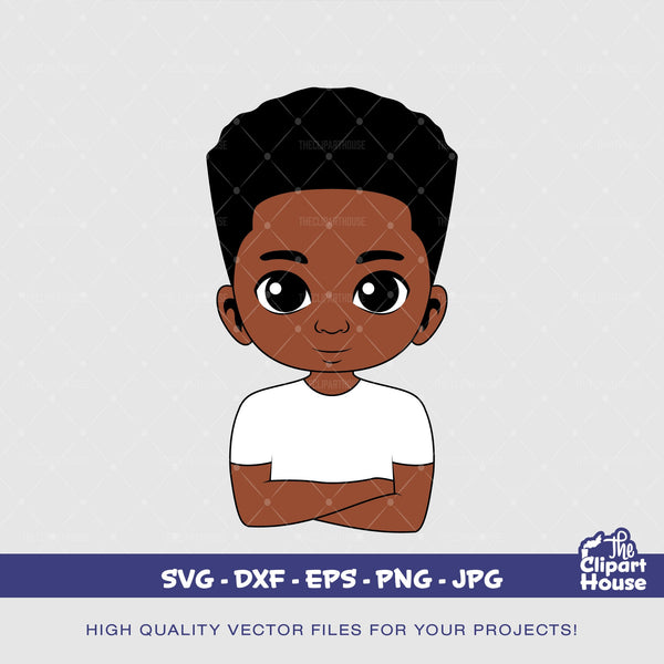 Arms Crossed Black Boy, african american svg, black kid svg, afro child svg, black boy magic svg, peekaboo boy svg