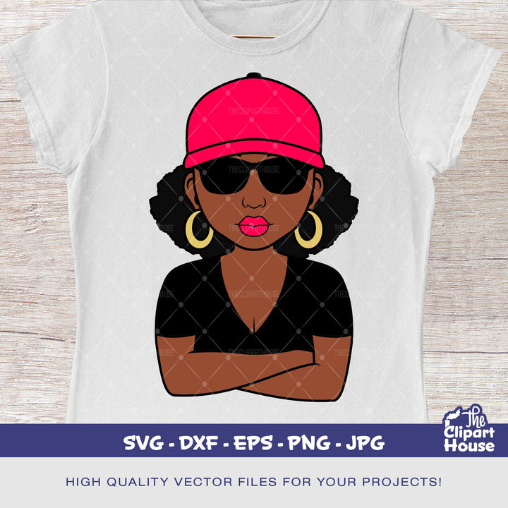 Arms Crossed Black Woman Cap, african american svg, black woman svg, black girl svg, melanin svg, afro girl svg - The Clipart House