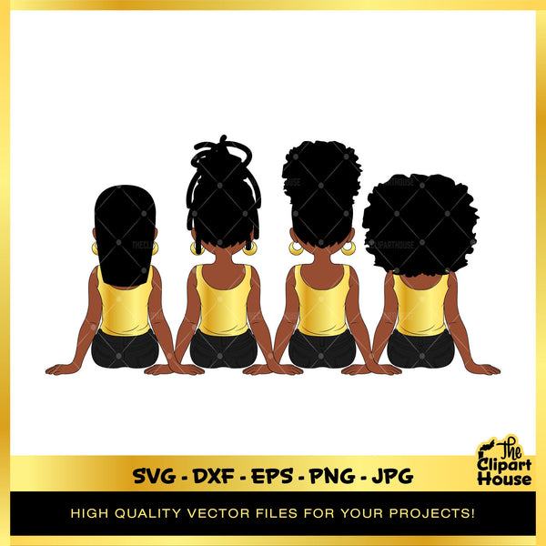 Friendship Girls Gold, african american svg, black woman svg, black girl svg, melanin svg, afro girl svg