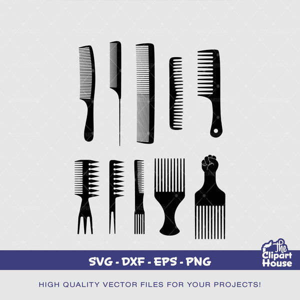 Hair Combs, scrapbook, illustration, text, silhouette, hairdresser, comb, beauty svg