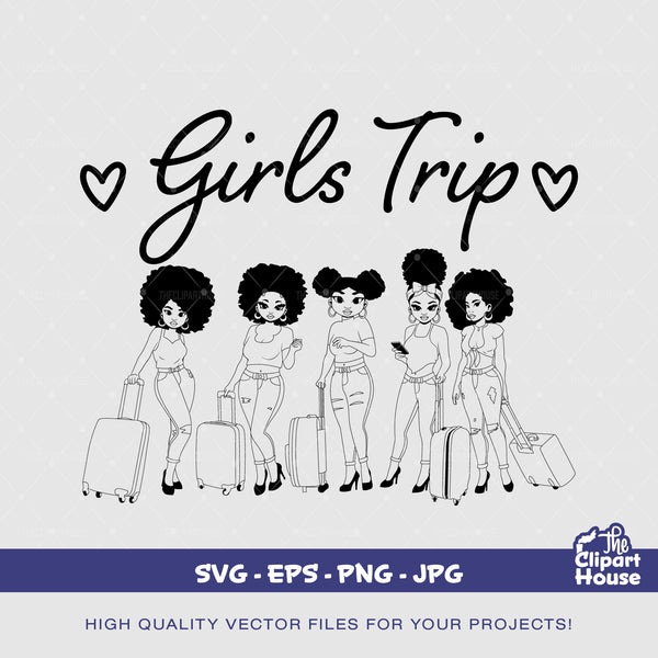 Girls Trip 4 Silhouette,friendship goals, friendship svg, travel svg,group activity, girls trip, holiday svg, vacation svg