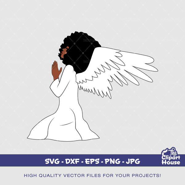 Black Angel Prayers 2, african american svg, black woman svg, afro, faith svg, religion svg, hope svg, angel wings svg