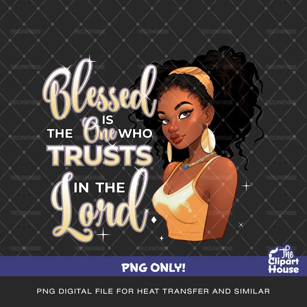 Blessed Is The One Who Trusts In The Lord, african american svg, black woman svg, afro svg,faith svg, religion svg, angel woman svg