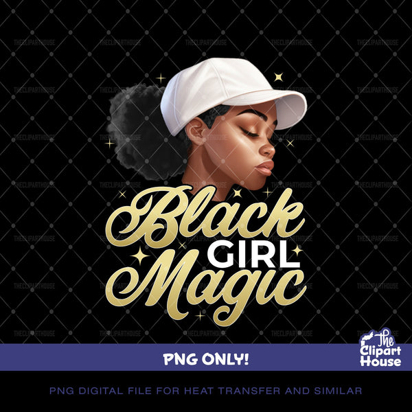 Black Girl Magic White Cap, african american png, black woman png, afro png, black girl magic