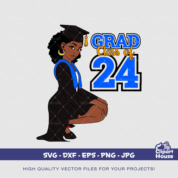 Grad Class of 2024 Woman Blue, graduation svg, Senior 2024, graduation hat svg, graduation gifts svg, university planner, high school svg - The Clipart House