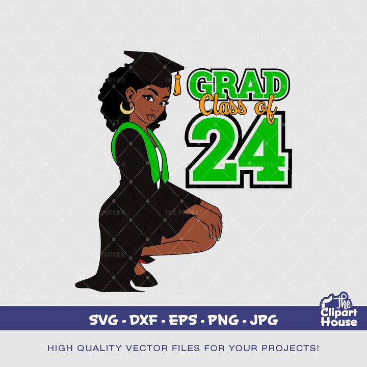 Grad Class of 2024 Woman Green, graduation svg, Senior 2024, graduation hat svg, graduation gifts svg, university planner, high school svg - The Clipart House