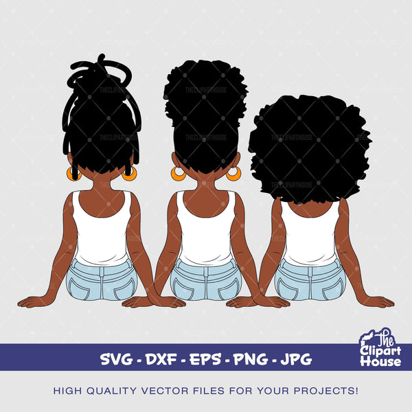 Friendship Girls 3 | Digital SVG - DXF - EPS - png - Jpg | Instant Download | african svg,black woman, friendship goals, best friends