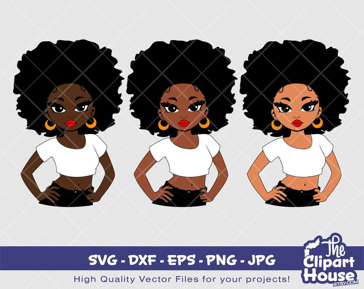 Peekaboo Afro Woman Hip Pose | Digital SVG - DXF - EPS - png - Jpg | Instant Download | african american svg, black woman svg, afro woman - The Clipart House