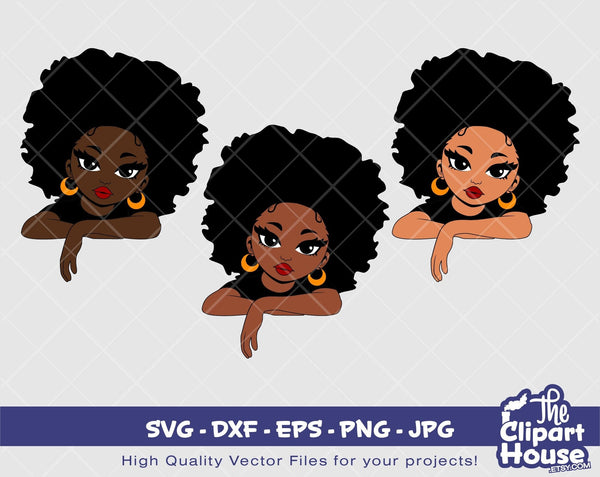 Peekaboo Afro Woman Lean | Digital SVG - DXF - EPS - png - Jpg | Instant Download | african american svg, black woman svg, afro - The Clipart House